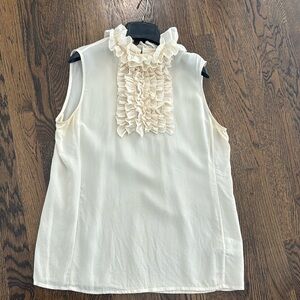 Stunning 100% Silk Tory Burch Ruffled Sleeveless Blouse